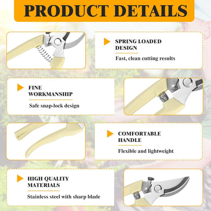 20 Pcs Pruning Shears for Gardening, Beige Garden Clippers Handheld Heavy Duty Plant Scissors Bypass Pruning Shears for Gardening Yard Hedge Flowers Tree Trimming Plant Cutter