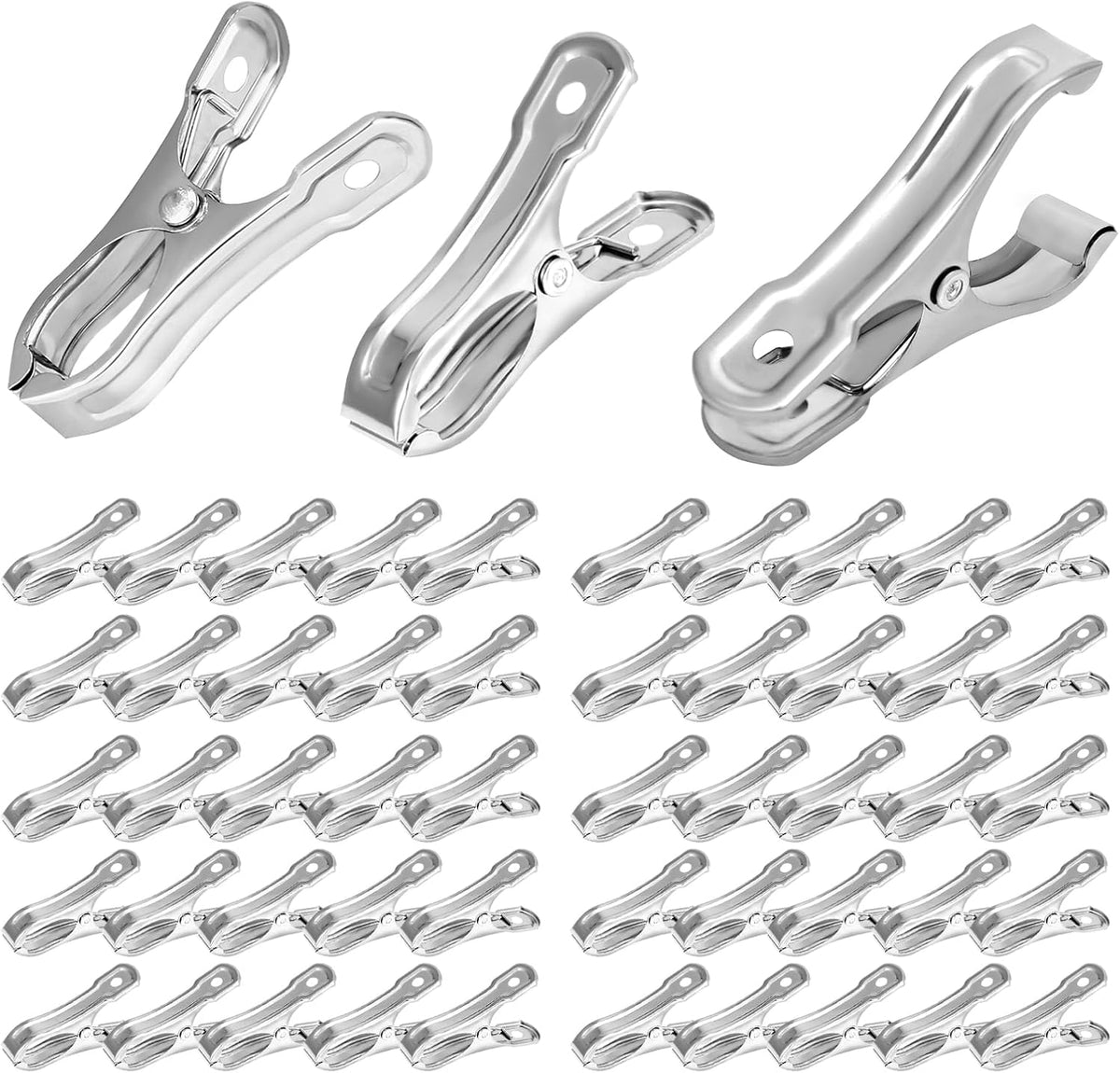 50PCS Garden Clips, Stainless Steel Greenhouse Clamps, Strong Grip Greenhouse Clips, Metal Clips for Netting, Shade Cloth, Plant Cover on Garden Hoops or Greenhouse Hoops