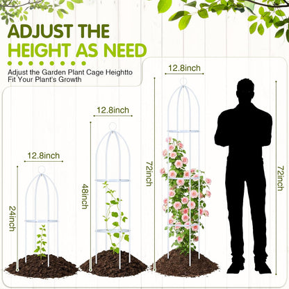 3 Pack 6ft Metal Garden Obelisk Trellis for Climbing Plants Outdoor Heavy Duty Metal Plant Flower Round Obelisk Garden Trellis for Climbing Vines and Flower Stands(White)