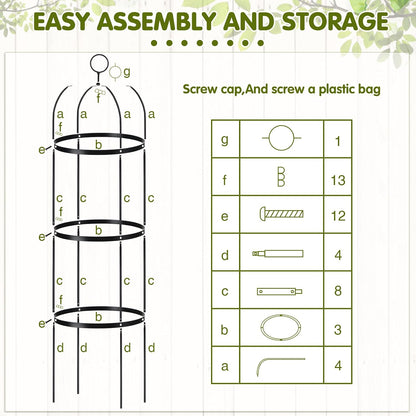 3 Pack 6ft Metal Garden Obelisk Trellis for Climbing Plants Outdoor Heavy Duty Metal Plant Flower Round Obelisk Garden Trellis for Climbing Vines and Flower Stands(White)