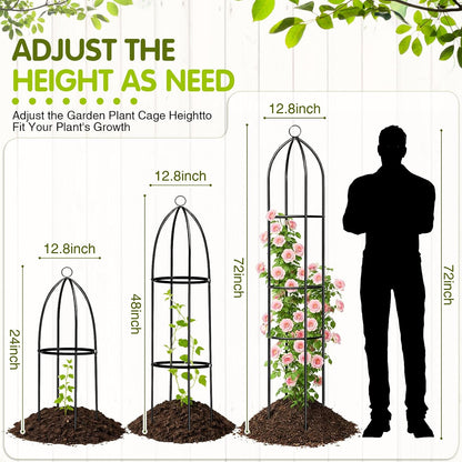 3 Pack 6ft Metal Garden Obelisk Trellis for Climbing Plants Outdoor Heavy Duty Metal Plant Flower Round Obelisk Garden Trellis for Climbing Vines and Flower Stands(White)