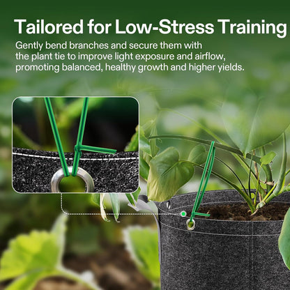 Twist Ties, 164 ft (50m) PE-Coated Green Plant Ties with Cutter, Reusable & Flexible Tomate Ties for Plant Support, Indoor Outdoor Gardening, Cable Management, Home Office Organization
