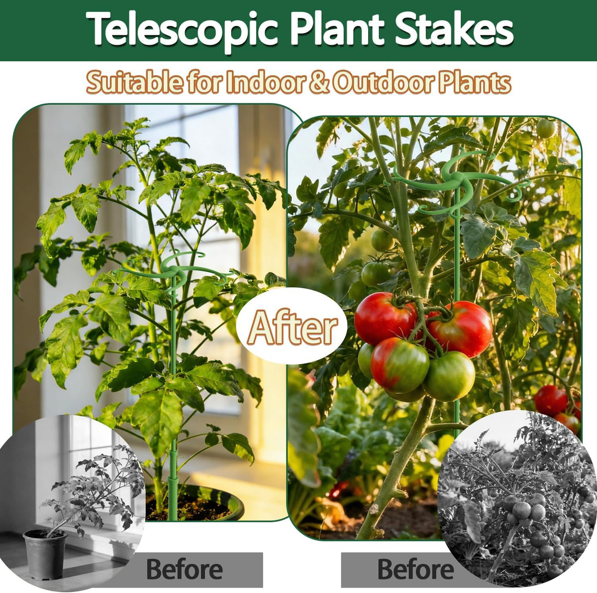 Telescoping Plant Stakes,3Pack 17.3to42.3IN Adjustable MonsteraPlantSupport