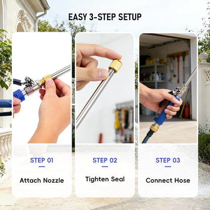 High Pressure Power Washer Wand, Water Jet Garden Hose Nozzle with 2 Spray Tips, Heavy-Duty Metal Hose Sprayer for Car Wash, Patio Cleaning, Sidewalk, Deck, Garden Watering (Black)