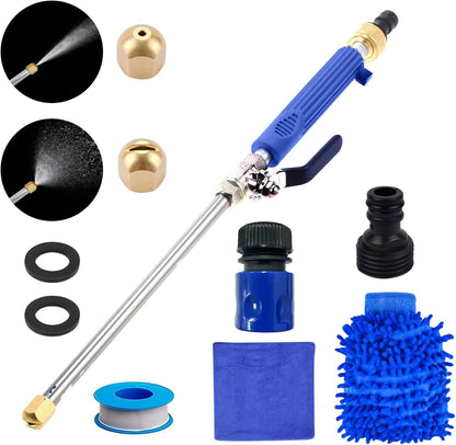 High Pressure Power Washer Wand, Water Jet Garden Hose Nozzle with 2 Spray Tips, Heavy-Duty Metal Hose Sprayer for Car Wash, Patio Cleaning, Sidewalk, Deck, Garden Watering (Black)