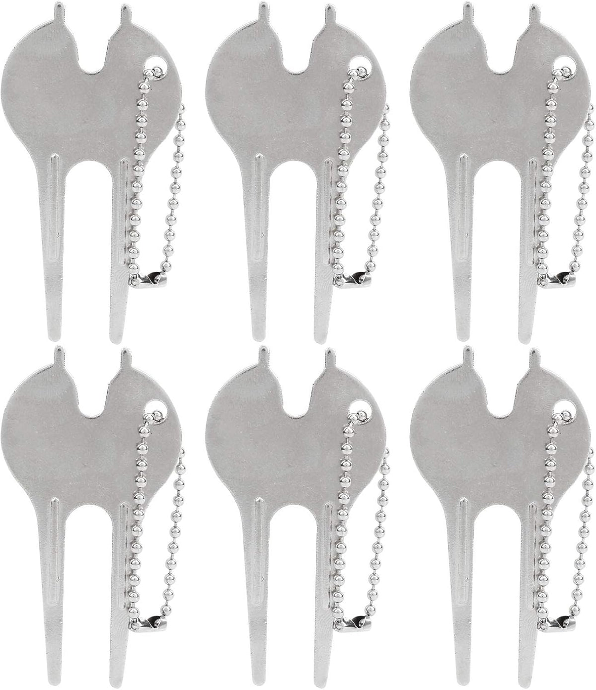 Divot Tool, Portable Zinc Alloy Lawn Repair Fork, 6Pcs Set for Golfers, Homeowners, Lawn Maintenance, Garden Care