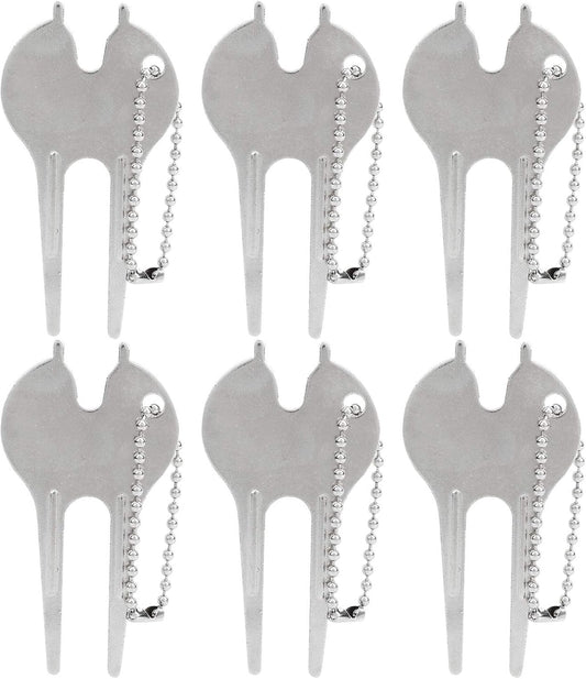 Divot Tool, Portable Zinc Alloy Lawn Repair Fork, 6Pcs Set for Golfers, Homeowners, Lawn Maintenance, Garden Care