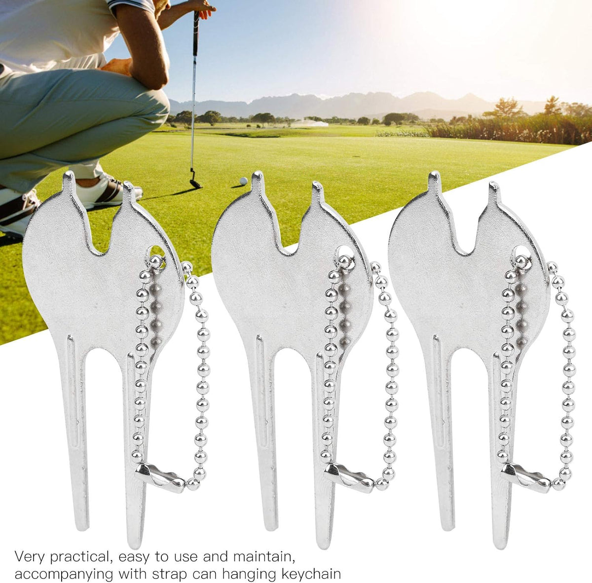 Divot Tool, Portable Zinc Alloy Lawn Repair Fork, 6Pcs Set for Golfers, Homeowners, Lawn Maintenance, Garden Care