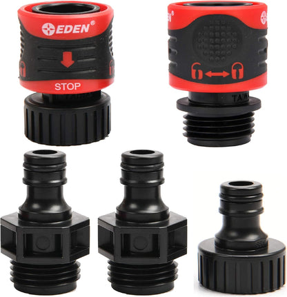 95210 Premium Garden Hose Quick Connect Set | 5-Piece Snap & Lock Fittings with Water Stop & Secure Twist-Lock Design