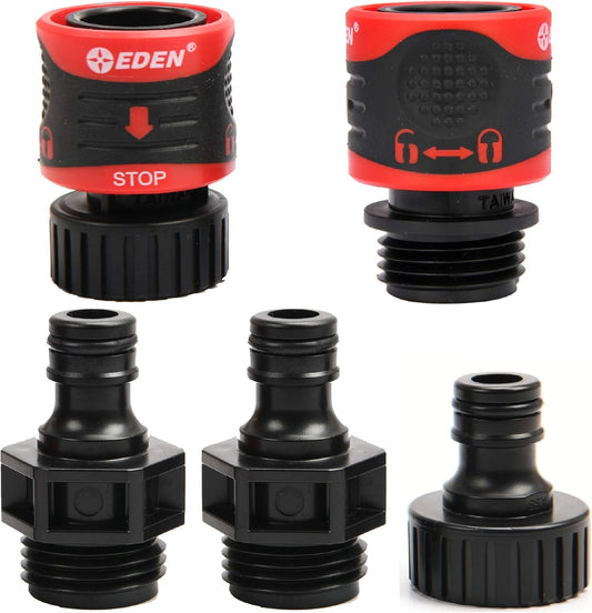 95210 Premium Garden Hose Quick Connect Set | 5-Piece Snap & Lock Fittings with Water Stop & Secure Twist-Lock Design