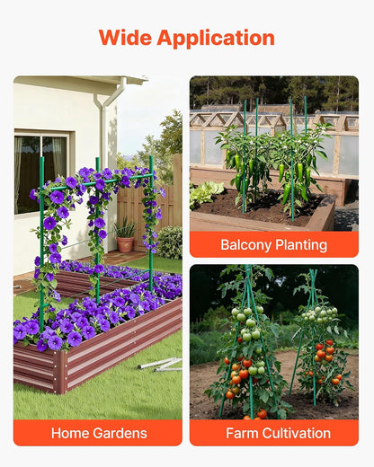 Garden Stakes, 50 Pack, 46.06 inch, Plastic Coated Metal Tomato Stakes, Garden Sticks for Plants Support, with Pointed End and Non-Slip Bumps for Growing Climbing Plants, Outdoor Vegetables