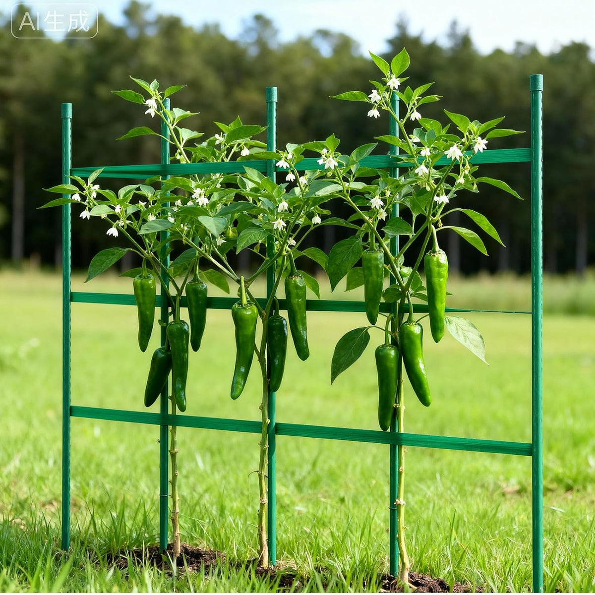Garden Stakes, 50 Pack, 46.06 inch, Plastic Coated Metal Tomato Stakes, Garden Sticks for Plants Support, with Pointed End and Non-Slip Bumps for Growing Climbing Plants, Outdoor Vegetables