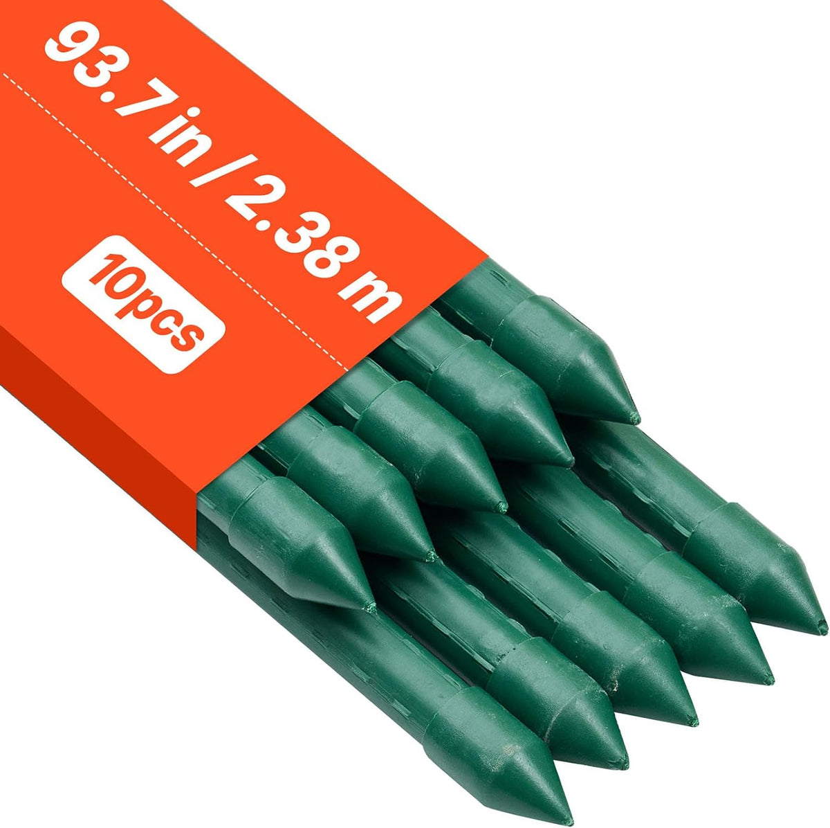 Garden Stakes, 50 Pack, 46.06 inch, Plastic Coated Metal Tomato Stakes, Garden Sticks for Plants Support, with Pointed End and Non-Slip Bumps for Growing Climbing Plants, Outdoor Vegetables