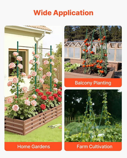 Garden Stakes, 50 Pack, 46.06 inch, Plastic Coated Metal Tomato Stakes, Garden Sticks for Plants Support, with Pointed End and Non-Slip Bumps for Growing Climbing Plants, Outdoor Vegetables