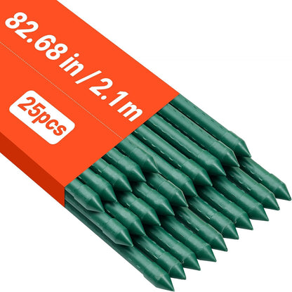 Garden Stakes, 50 Pack, 46.06 inch, Plastic Coated Metal Tomato Stakes, Garden Sticks for Plants Support, with Pointed End and Non-Slip Bumps for Growing Climbing Plants, Outdoor Vegetables