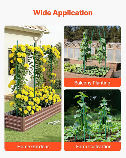 Garden Stakes, 50 Pack, 46.06 inch, Plastic Coated Metal Tomato Stakes, Garden Sticks for Plants Support, with Pointed End and Non-Slip Bumps for Growing Climbing Plants, Outdoor Vegetables