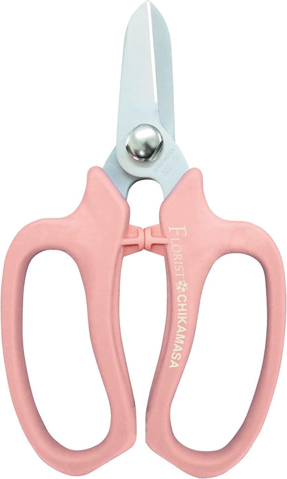 CHIKAMASA MF-9000, Precision Shears for Florists, Carbon Steel with Fluorine Coating and built-in wire cutter. For flower arrangement, fresh flowers, general gardening. Designed with florists. (Black)