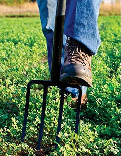 J59A Digging Fork, Steel Shaft Super Heavy Duty 4-Tine Spading Fork, Virtually Unbreakable Garden Pitchfork for Compost, Soil Turning & Digging, 40 Inch with D-Handle