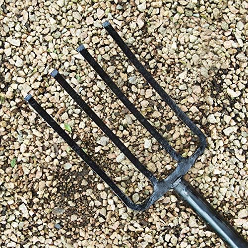 J59A Digging Fork, Steel Shaft Super Heavy Duty 4-Tine Spading Fork, Virtually Unbreakable Garden Pitchfork for Compost, Soil Turning & Digging, 40 Inch with D-Handle