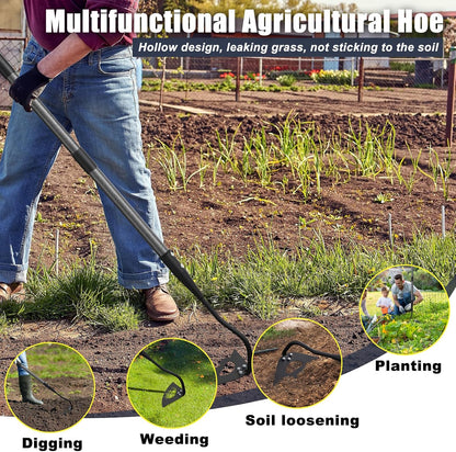 70 Inch Garden Hoe, Heavy Duty Metal Weeding Hoe Tool for Standing, Loosening Soil, Digging, Planting & Ridging - Ergonomic Gardening Hand Tools for Women Men Seniors