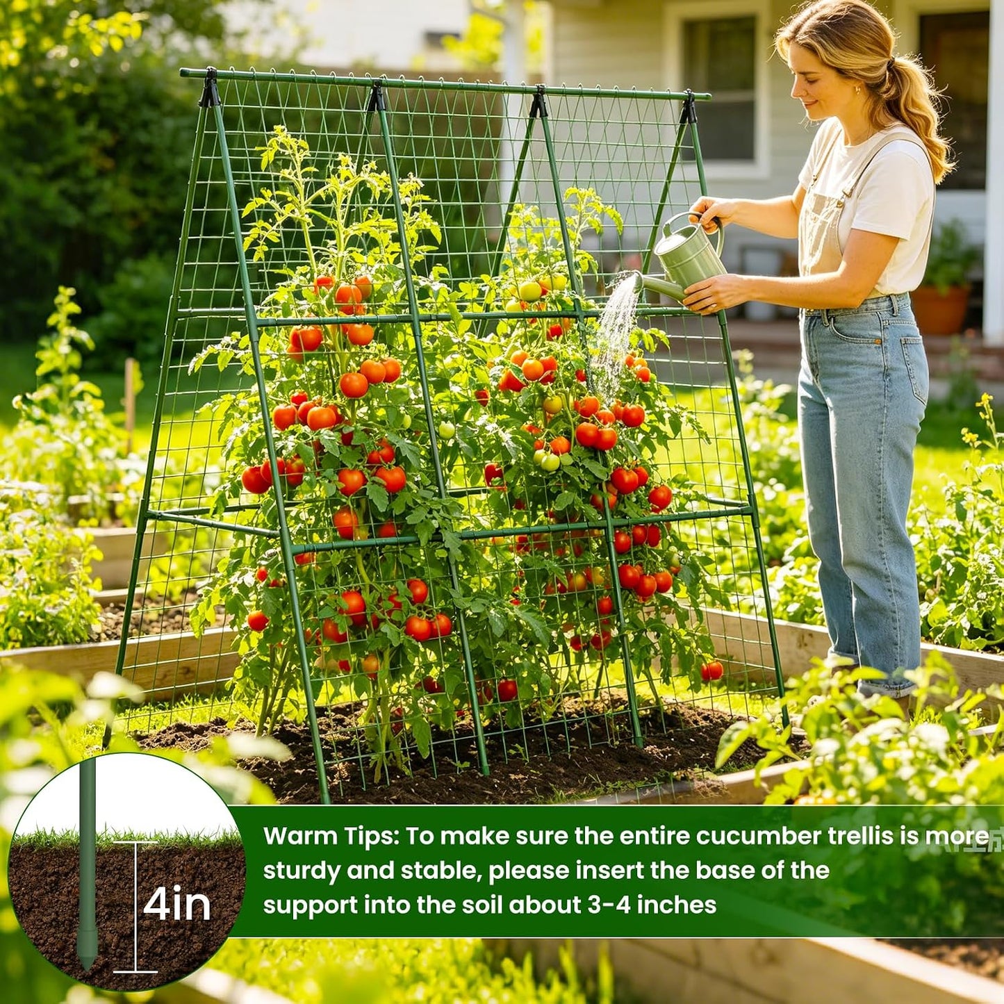 2 Pack Cucumber Trellis 48" L x 48" H, A-Frame Garden Trellis for Climbing Plants Outdoor, Vegetable Trellis for Raised Bed, Support for Squash Pea Zucchini Grape Flowers Tomato