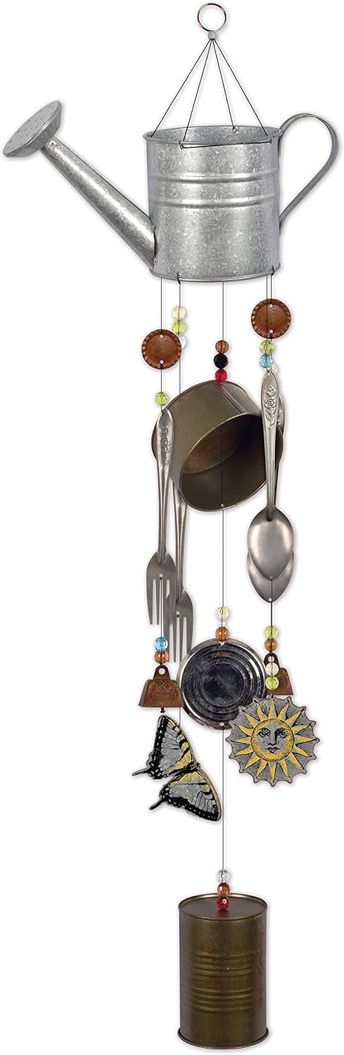 Watering Can Metal Wind Chime, Galvanized, 35-Inch Long