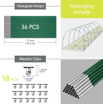 60 PCS Garden Hoops for Raised Beds, Greenhouse Hoops for Row Cover