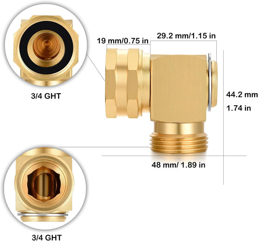 Garden Hose Swivel elbow Connector 90 Degree Solid Brass Pipe Fittings Hose Kink Protector (1 Pack)