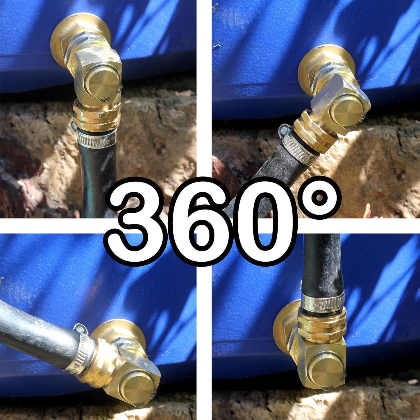 Garden Hose Swivel elbow Connector 90 Degree Solid Brass Pipe Fittings Hose Kink Protector (1 Pack)