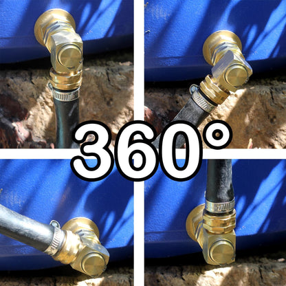 Garden Hose Swivel elbow Connector 90 Degree Solid Brass Pipe Fittings Hose Kink Protector (1 Pack)