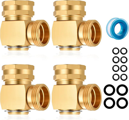 Garden Hose Swivel elbow Connector 90 Degree Solid Brass Pipe Fittings Hose Kink Protector (1 Pack)
