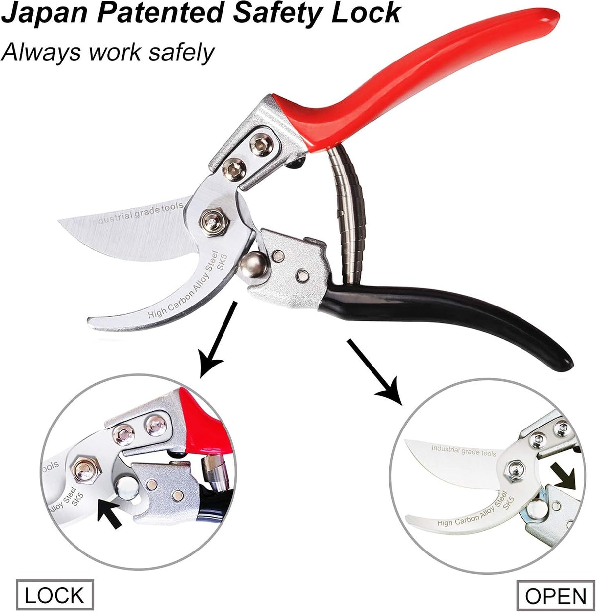 TONMA 7.5" Garden Scissors, Made in Japan, Pruning Shears & Clippers, TP-3