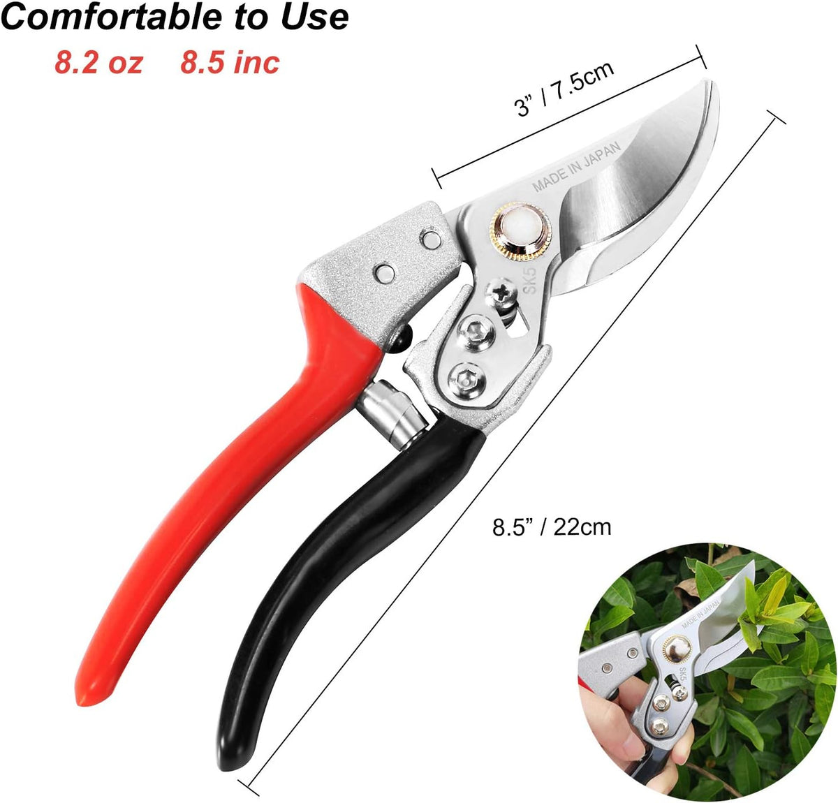 TONMA 7.5" Garden Scissors, Made in Japan, Pruning Shears & Clippers, TP-3