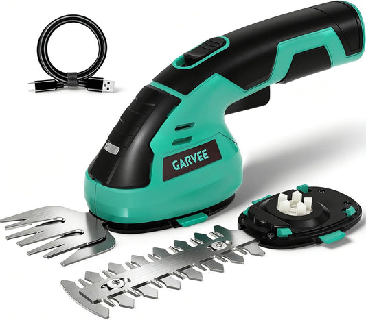 Cordless Grass Trimmer Hedge Shears/Grass Cutter 2 in 1 Handheld 7.2V Electric Grass Shear with Shrubbery Trimmer Rechargeable Battery & Type-C Cable
