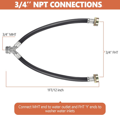 1 Ft Rubber Washing Machine Mixer Hose Connector (Black,1 Pcs)