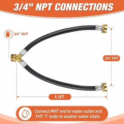 1 Ft Rubber Washing Machine Mixer Hose Connector (Black,1 Pcs)