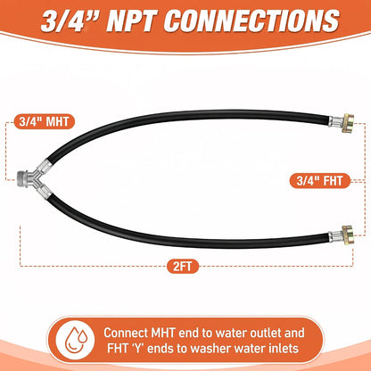 1 Ft Rubber Washing Machine Mixer Hose Connector (Black,1 Pcs)