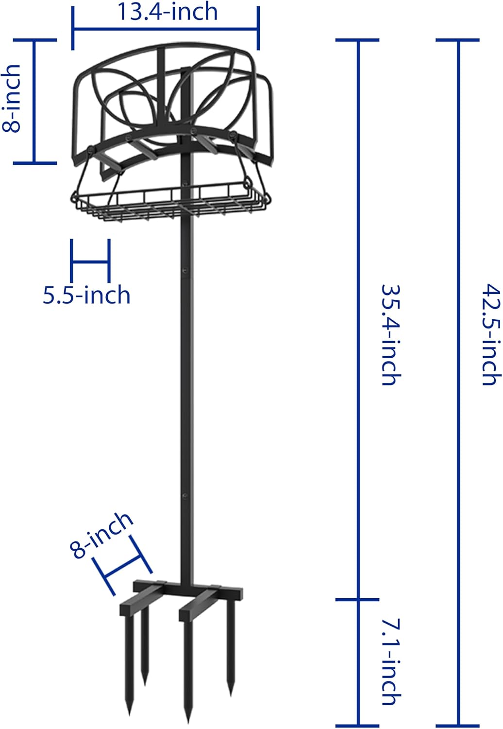 Garden Hose Holder with Storage Basket,Heavy-Duty,80+ lb Capacity,Rust-Proof Stainless Steel,Organizes 150ft Hose for Patio&Yard,Leaf Design