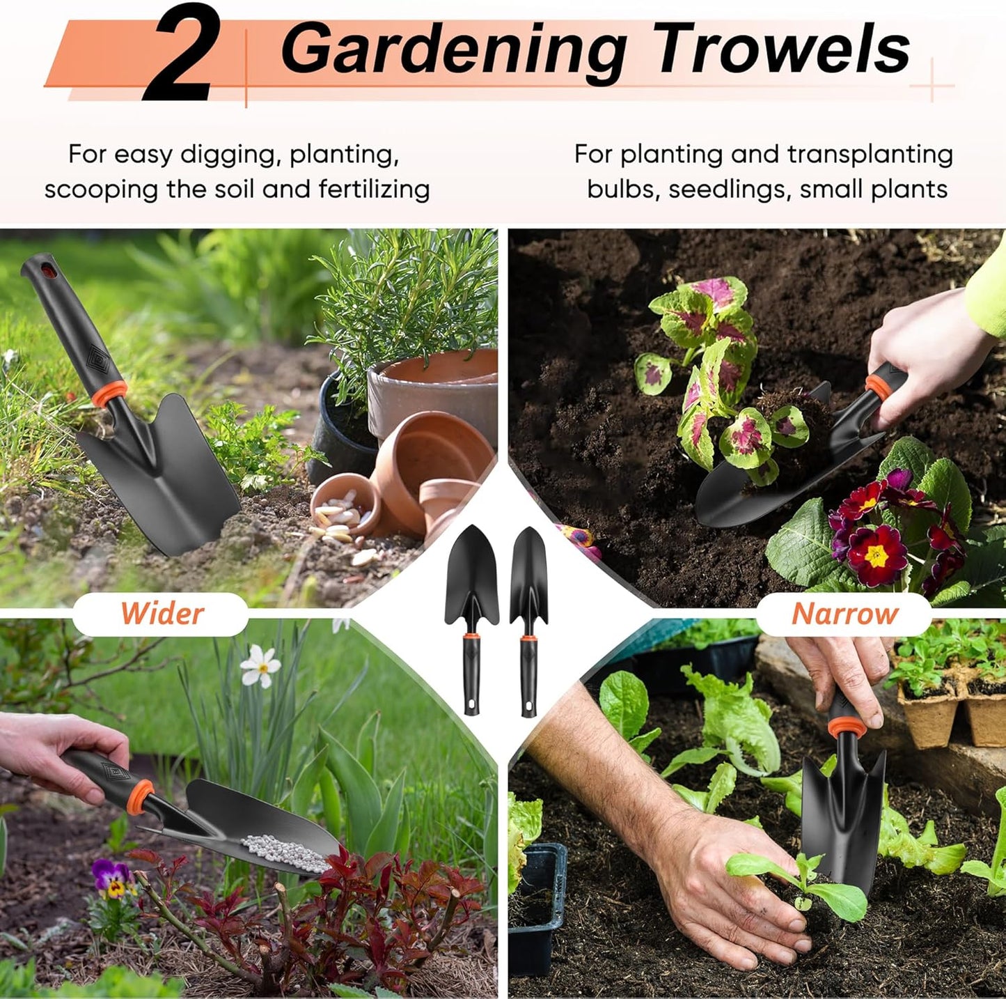 Garden Tools Set, 11 Pcs Gardening Supplies Hand Tool Kit for Women Men Gardeners, Include Tote Bag, Reportting Mat, Transplant Trowel, Rake, Pruner for Outdoors