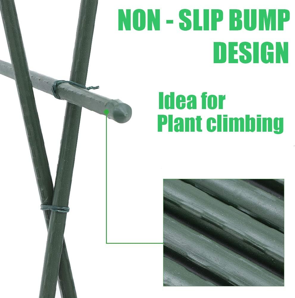 Steel Plant Stakes 3 Feet, Plastic Coated Metal Garden Stakes Supports Climbing for Tomatoes, Trees, Beans, 25 Pack