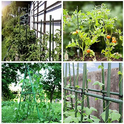 Steel Plant Stakes 3 Feet, Plastic Coated Metal Garden Stakes Supports Climbing for Tomatoes, Trees, Beans, 25 Pack