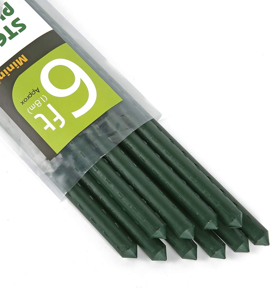Steel Plant Stakes 3 Feet, Plastic Coated Metal Garden Stakes Supports Climbing for Tomatoes, Trees, Beans, 25 Pack