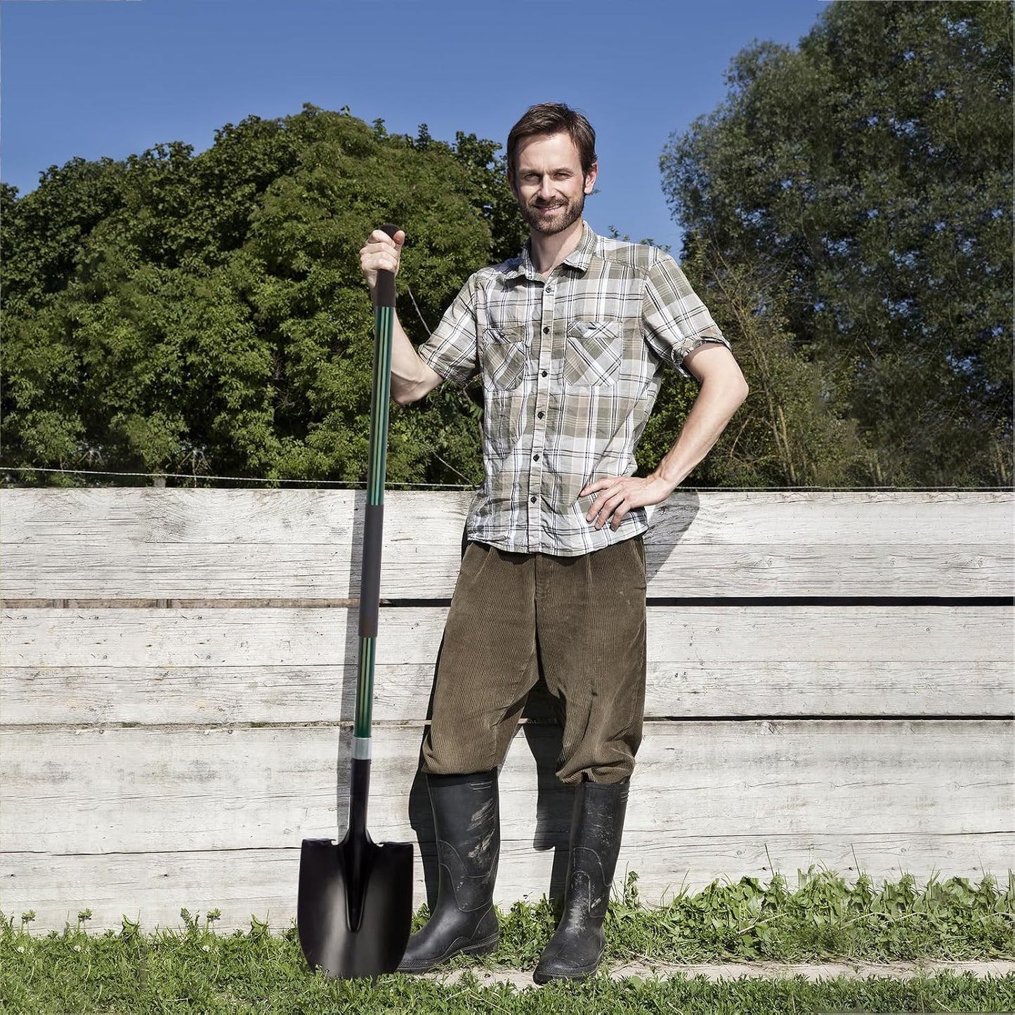 VNIMTI Heavy Duty Gardening Shovel, 56 Inch Round Blade with Fiberglass Handle (Orange)