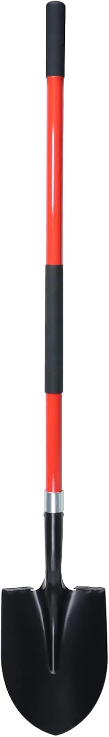 VNIMTI Heavy Duty Gardening Shovel, 56 Inch Round Blade with Fiberglass Handle (Orange)