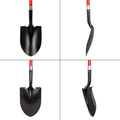 VNIMTI Heavy Duty Gardening Shovel, 56 Inch Round Blade with Fiberglass Handle (Orange)