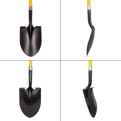 VNIMTI Heavy Duty Gardening Shovel, 56 Inch Round Blade with Fiberglass Handle (Orange)