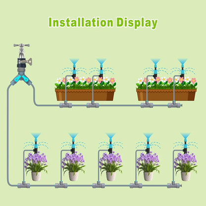 98ft Drip Irrigation Kit, Upgraded Quick-Connect System with Adjustable Nozzles & Durable Hoses, Complete Garden Watering Solution for Outdoor Plants, Flower Beds, Lawns and Patios