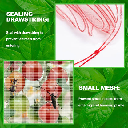 Insect Bird Barrier Mesh, 3.5 x4.6FT Garden Netting Barrier with Drawstring