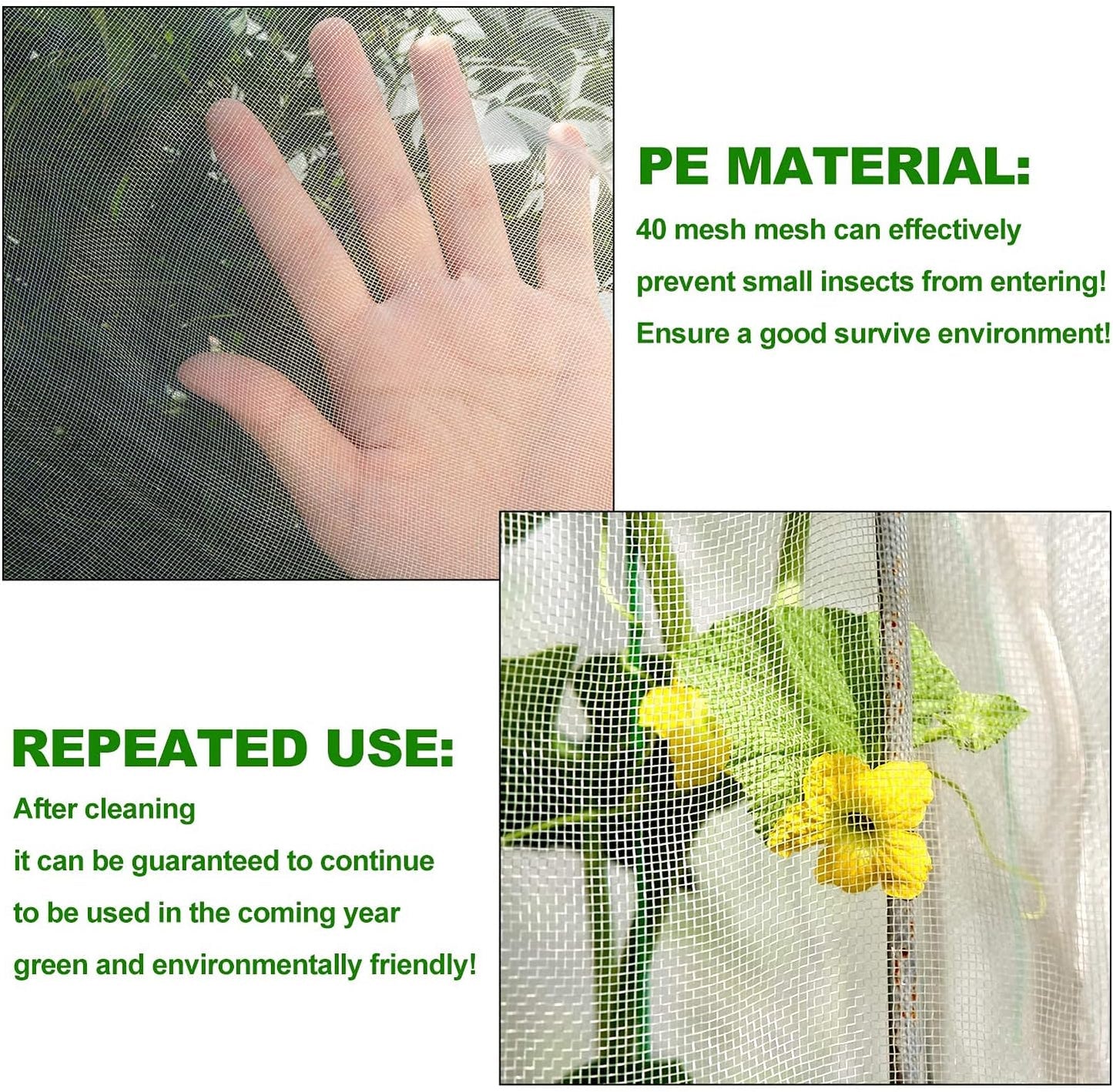 Insect Bird Barrier Mesh, 3.5 x4.6FT Garden Netting Barrier with Drawstring