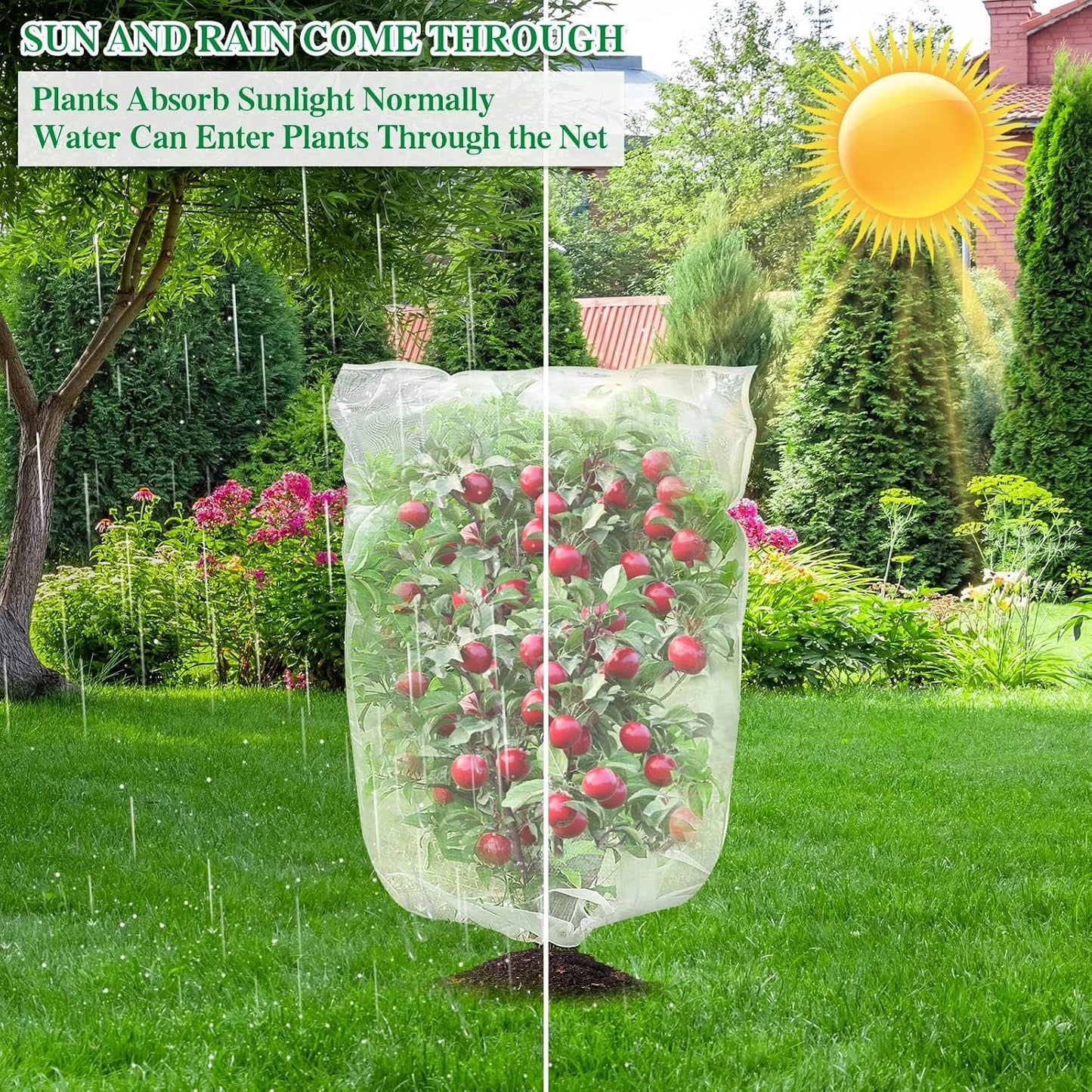 Insect Bird Barrier Mesh, 3.5 x4.6FT Garden Netting Barrier with Drawstring
